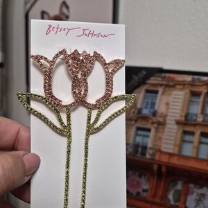 Betsey Johnson Pink and Green Floral Brooch